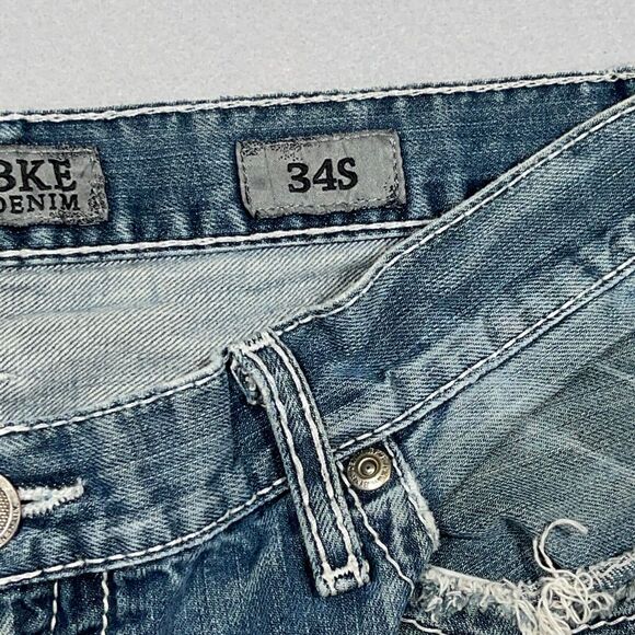 BKE Buckle Jeans Men 34R Tyler Straight Leg Destroyed Distressed Stretch‎ Denim - Picture 4 of 15